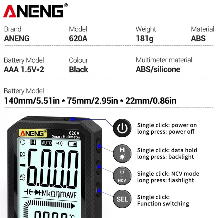 Цифровий мультиметр ANENG 620A